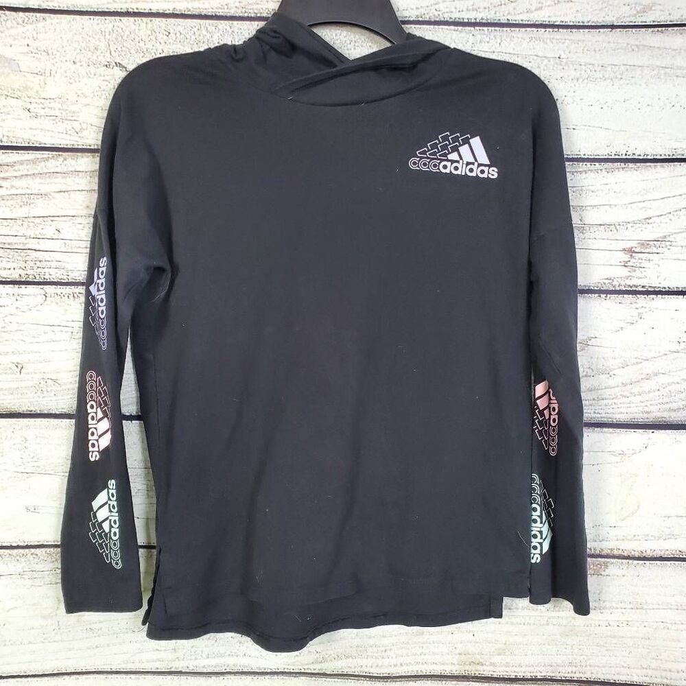 Adidas Black Hoodie Tee (Youth L 14) Title: Adidas Youth Girls Size L 14 Black H